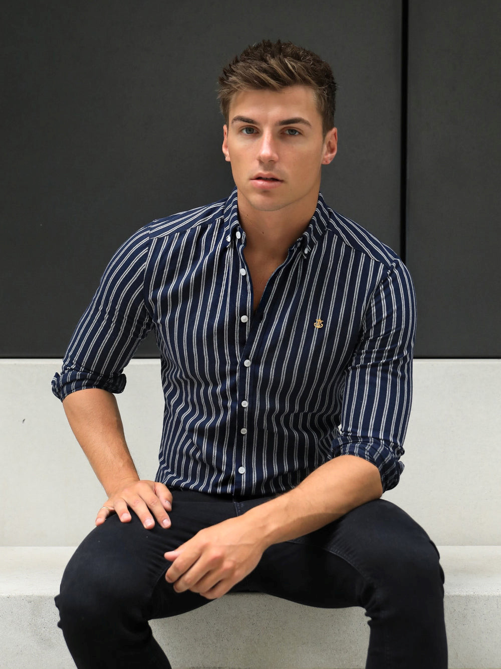 Blakely Savona Stripe Shirt Azul Marino | CPJFAL264