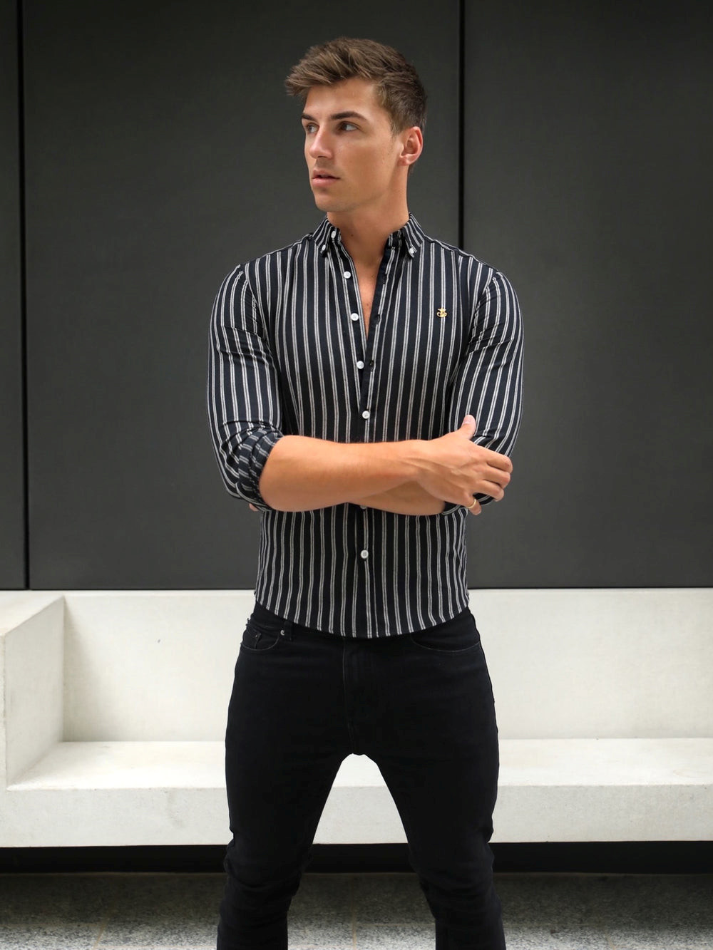 Blakely Savona Stripe Shirt Negras | HUNSTG017