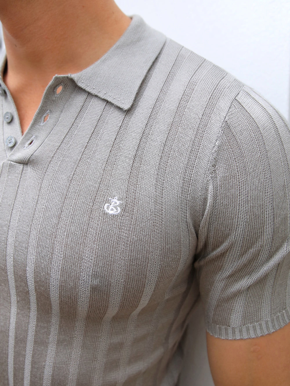 Blakely Sidi Textured Stripe Polo Gris | PTAVWG870