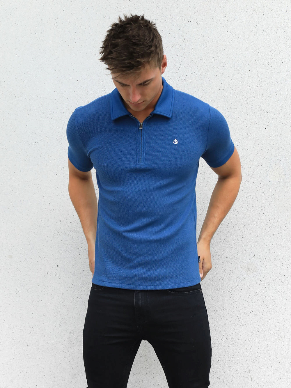 Blakely Toulon Textured Polo Azules | MHKLBF892