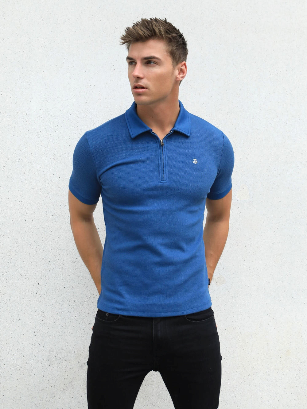 Blakely Toulon Textured Polo Azules | MHKLBF892